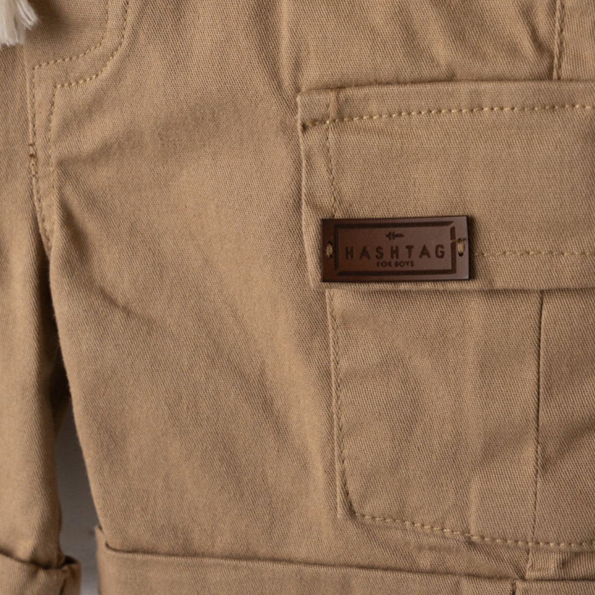 Hashtag λαδί βρεφικό σορτσάκι για αγόρι με τσέπες και κορδονάκι – Summer Vibes