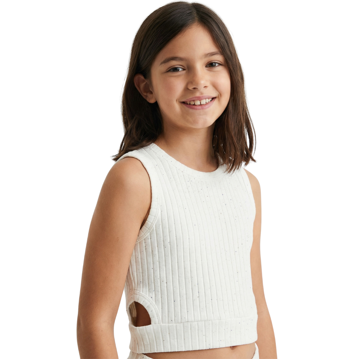 Αμάνικο τοπ Εβίτα εκρού για κορίτσια Ecru Elegance με στρασάκια