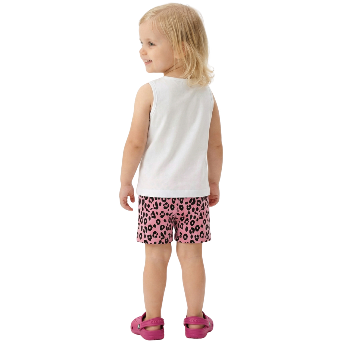 Trax ροζ σορτσάκι για κορίτσι με λεοπάρ μοτίβο και ελαστική μέση από το σετ «Clever Kitten»