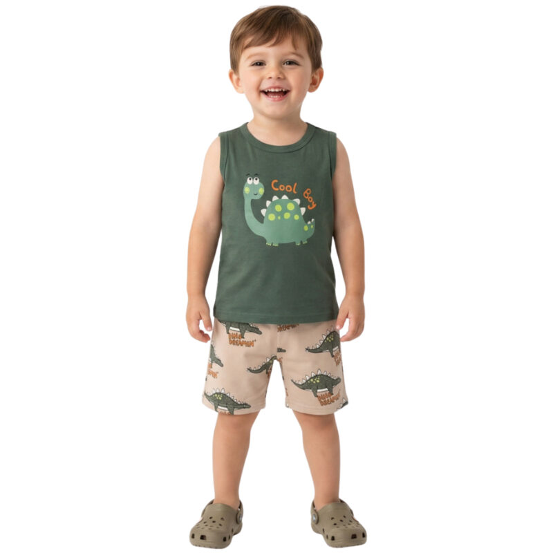 Παιδικό σετ μπλούζα με σορτσάκι Trax για αγόρι Excavator σε μπλε και βεραμάν χρώμα