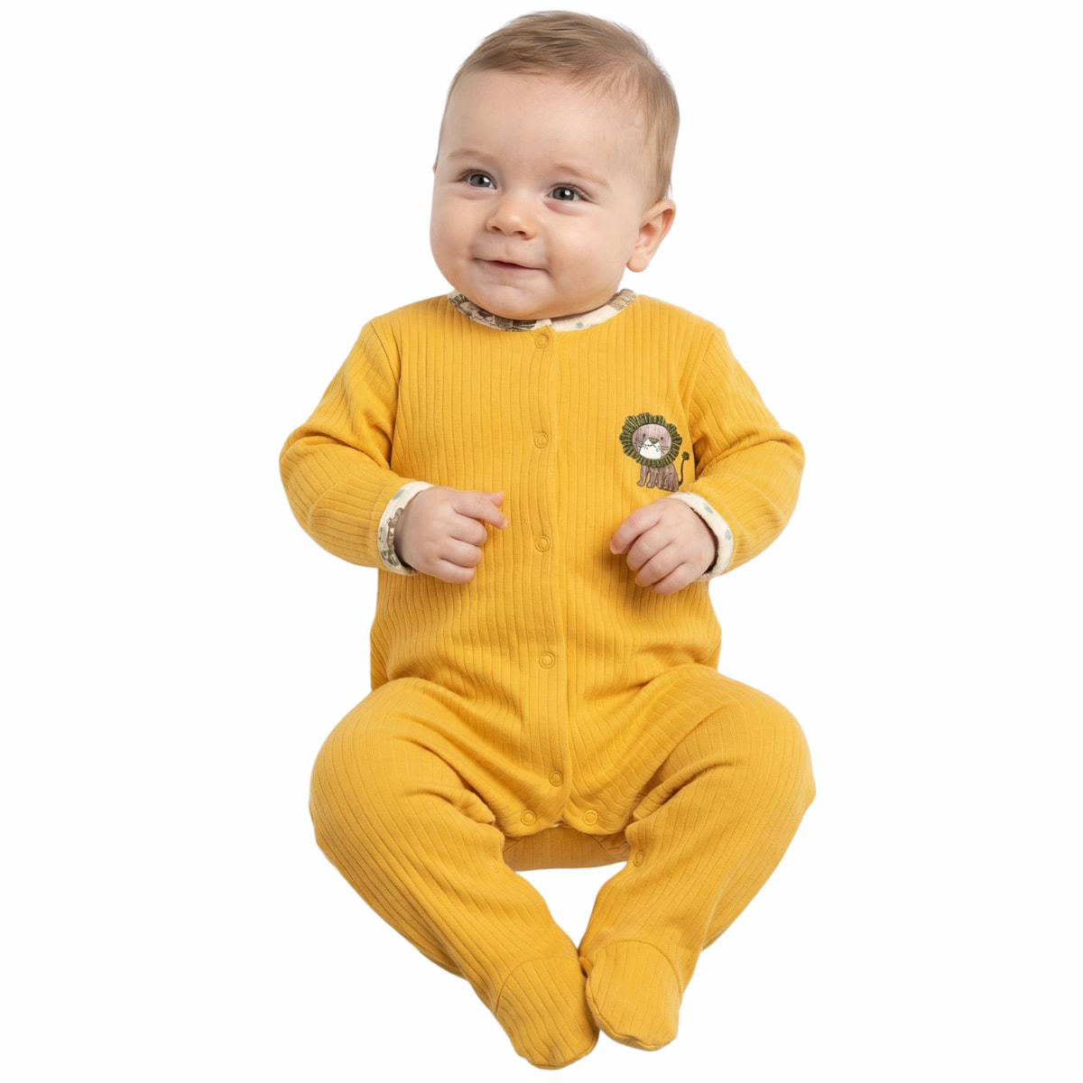Midirik ολόσωμο βρεφικό φορμάκι αγόρι σε μουσταρδί, ιδανικό για καθημερινές βόλτες την άνοιξη
