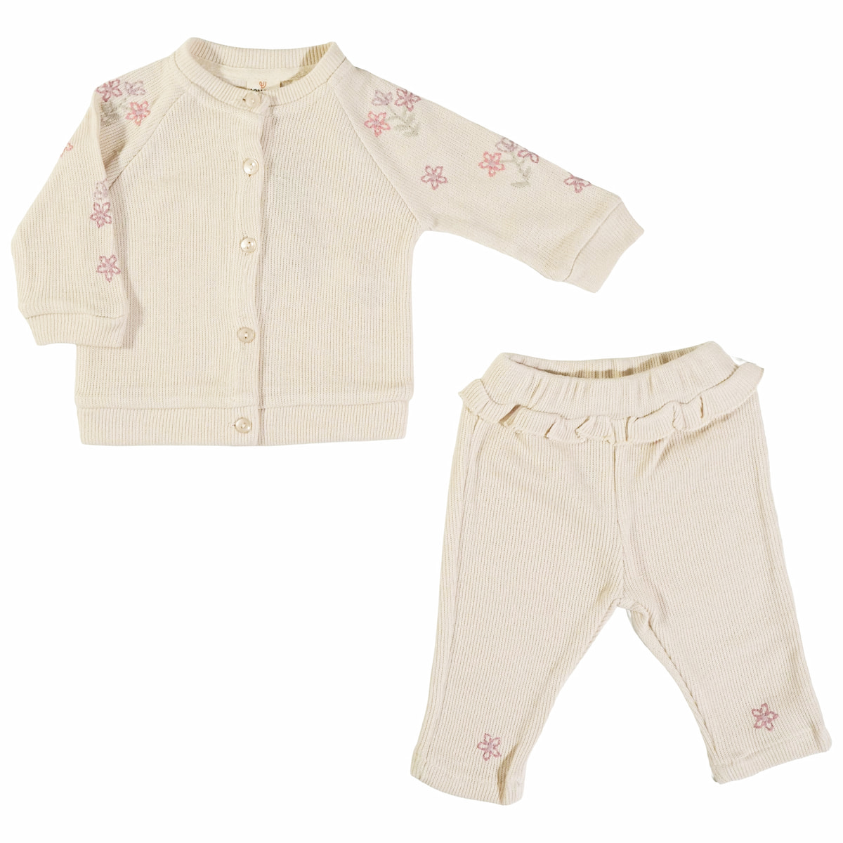 Πλεκτό βρεφικό σετ Joyol με κομψά κεντήματα για κορίτσια