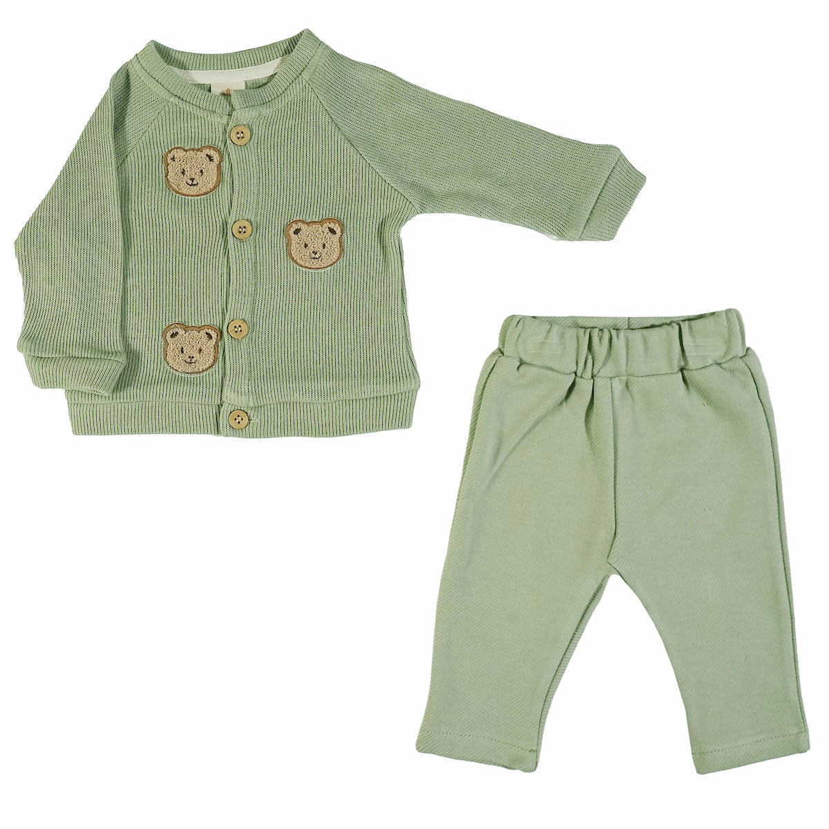 Πράσινο πλεκτό σετ για αγόρι Joyol με κουμπιά στο μπροστινό μέρος