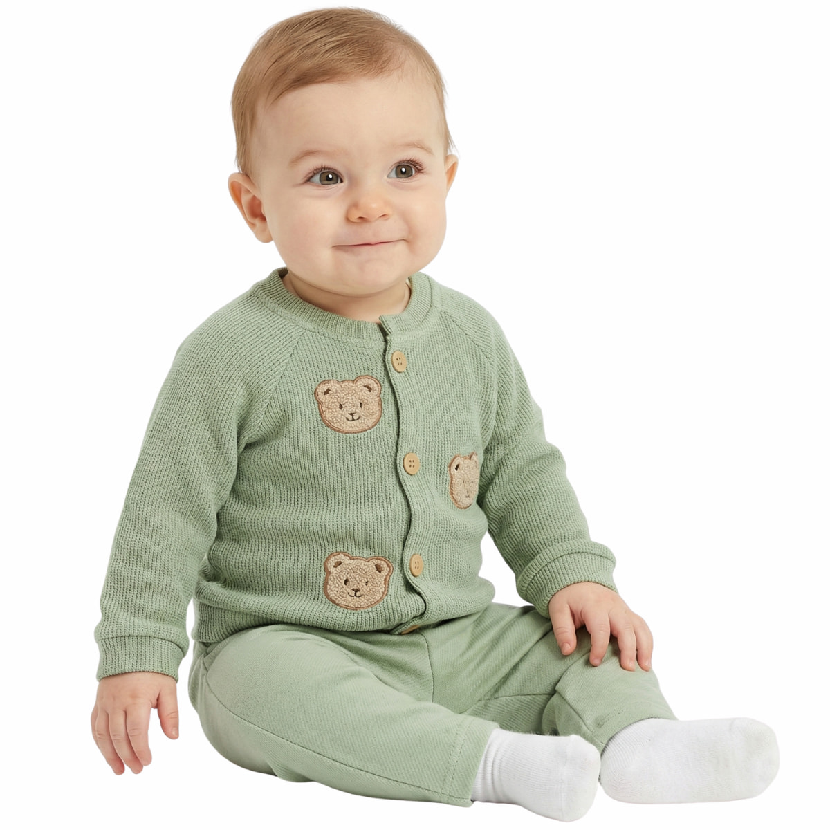 Joyol πλεκτό σετ για αγόρια με μπλούζα και παντελόνι σε πράσινο χρώμα