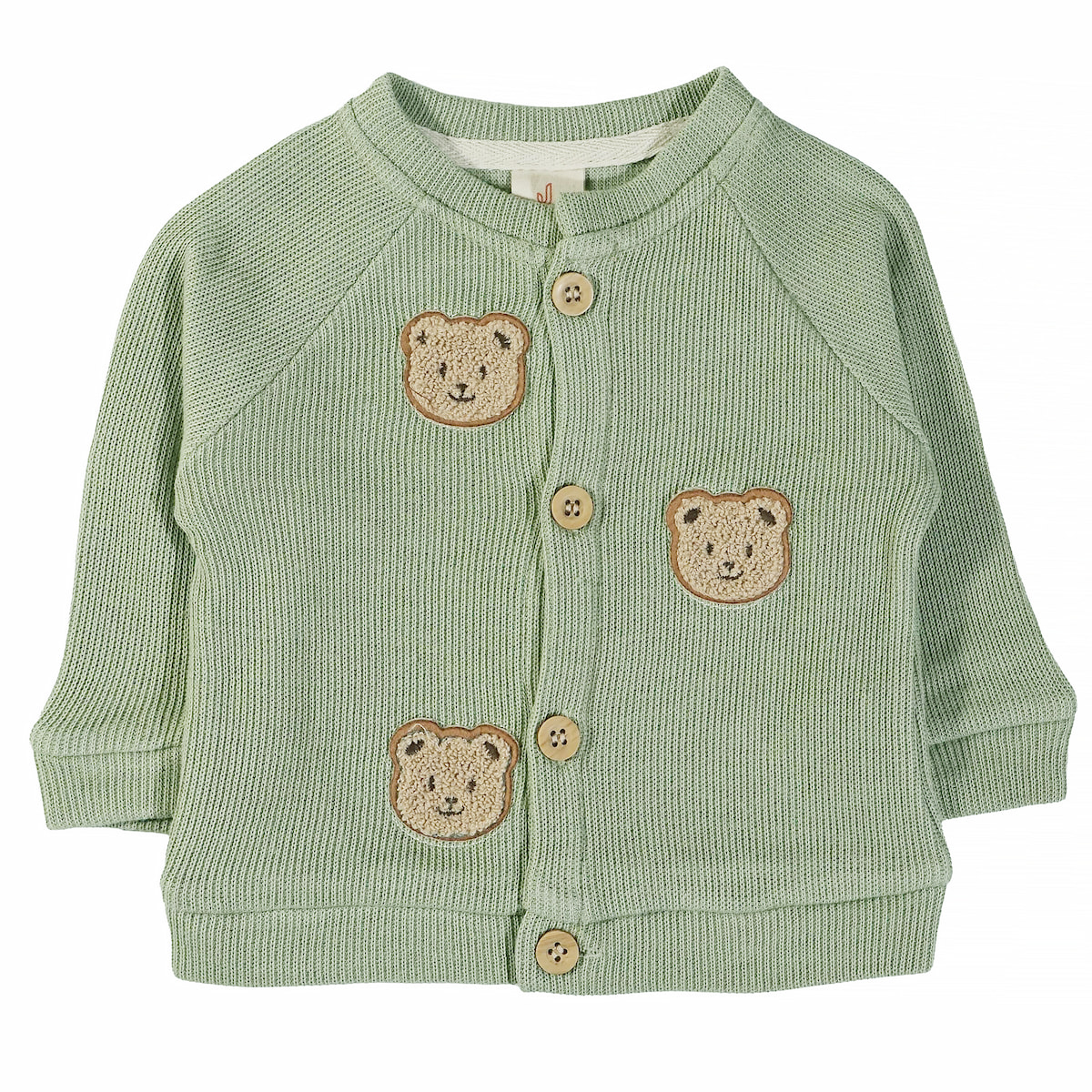 Βρεφική πράσινη πλεκτή μπλούζα Joyol με απλικέ αρκουδάκια