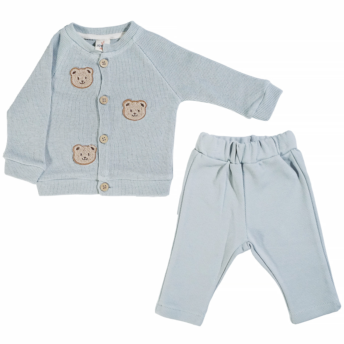 Πλεκτό σετ Joyol με γαλάζια μπλούζα και παντελόνι για καθημερινές βόλτες