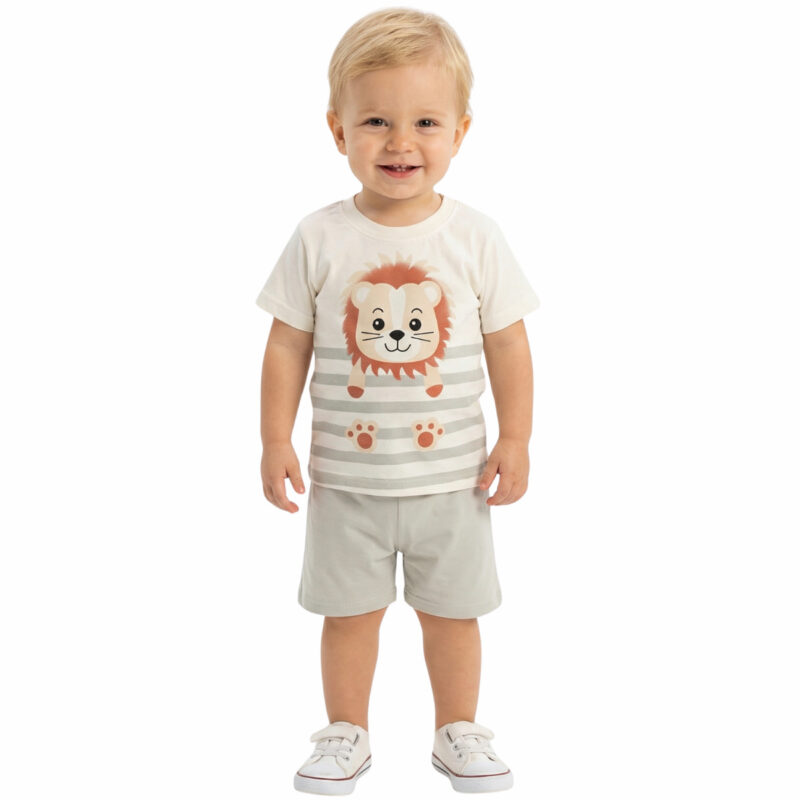 Μπεζ βρεφικό σετ Cilgin Baby με κοντομάνικη μπλούζα και σορτσάκι για αγόρια