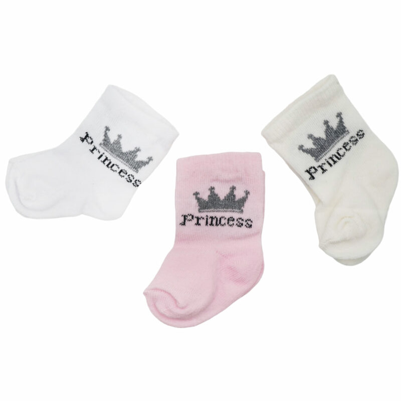 Βρεφικές κάλτσες SVS Baby Princess Walk σε λευκό ροζ και εκρού χρώμα