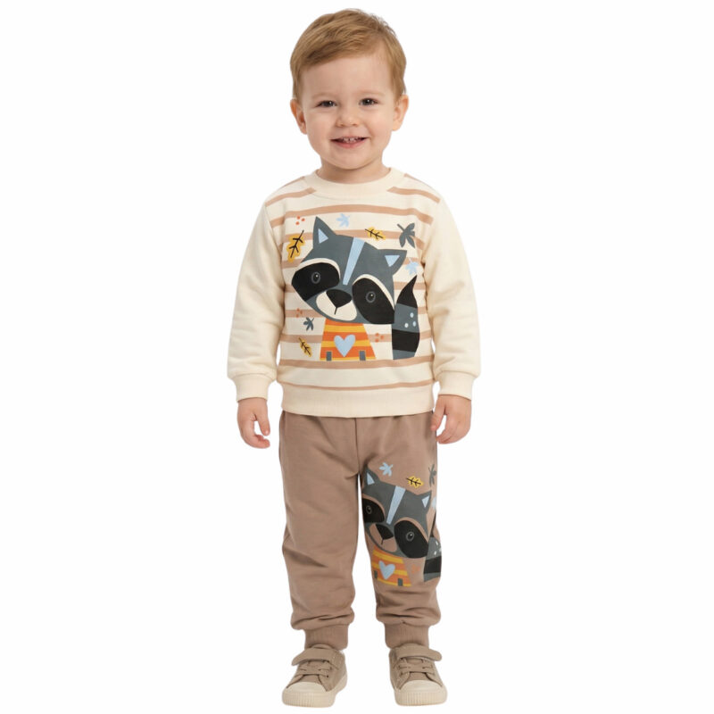 Softness Baby βρεφικό σύνολο φόρμας με λεπτό ύφασμα σε μπεζ και καφέ αποχρώσεις