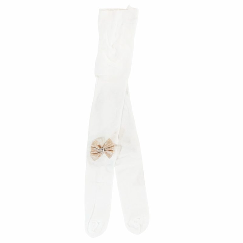 Καλσόν Katamino sparkle μπεζ 40 Denier με ασημοκλωστή και τούλινο φιόγκο με στρας για κορίτσι