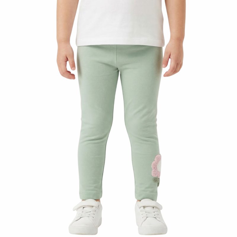 Κολάν κορίτσι Timi Kids πράσινο με απλικέ λουλουδάκι και άνετη εφαρμογή