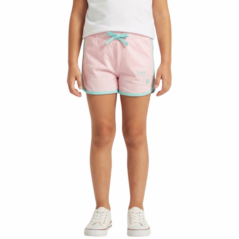 Ροζ σορτσάκι Timi Kids για κορίτσι με διακριτικό απλικέ κέντημα μπροστά