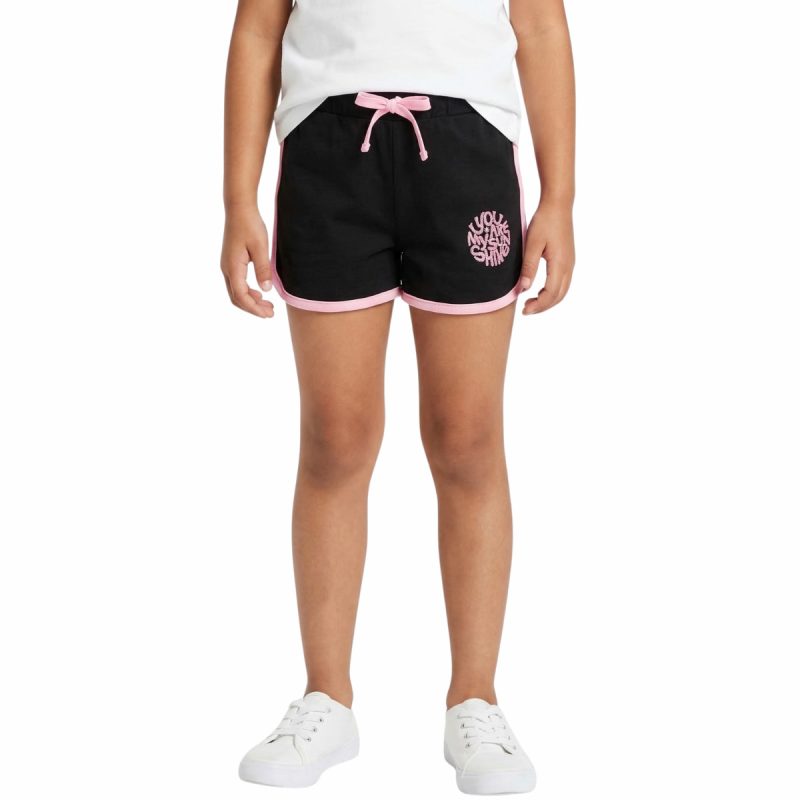 Μαύρο σορτσάκι Timi Kids για κορίτσι με διακριτικό απλικέ κέντημα μπροστά