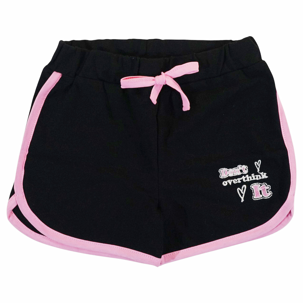 Παιδικό μαύρο σορτσάκι Timi Kids με απλικέ κέντημα και κορδόνι