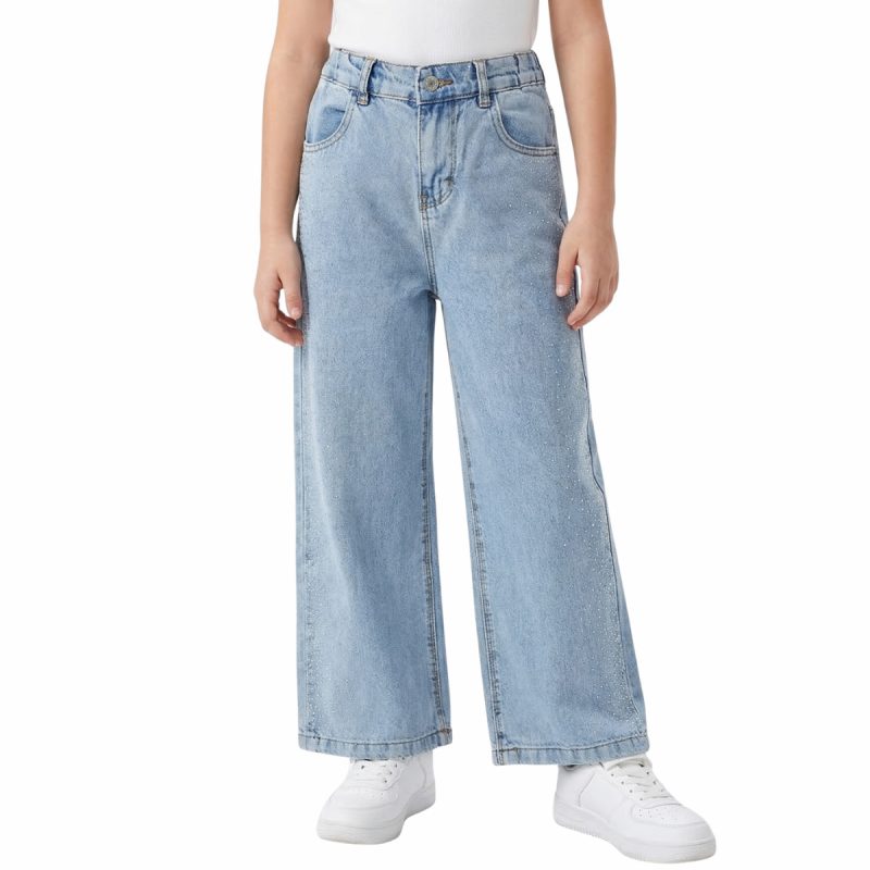 Τζιν culotte Kids Love στρας για κορίτσι με φαρδιά γραμμή