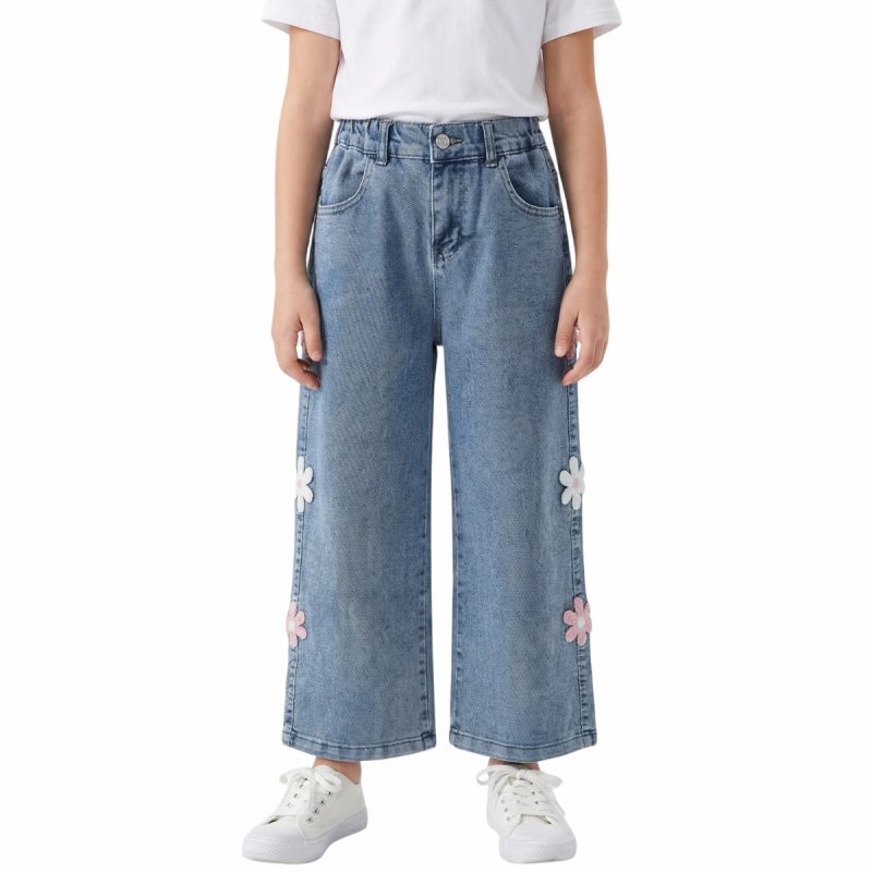 Τζιν culotte Kids Love λουλούδια για κορίτσι με φαρδιά γραμμή