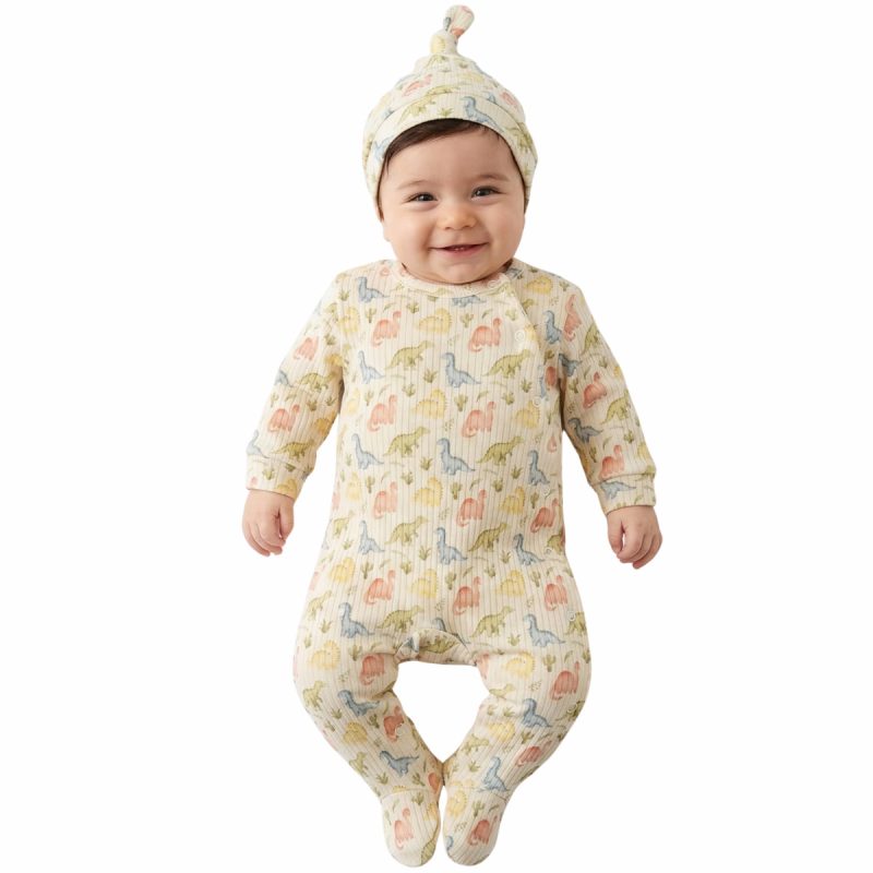 Baby Mii λεπτό ολόσωμο φορμάκι και σκουφάκι «Whimsy Dino»