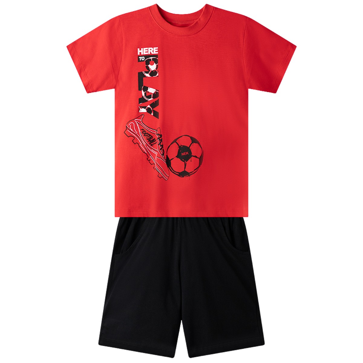 Καλοκαιρινό βαμβακερό σετ Nek Here To Play Football για αγόρια