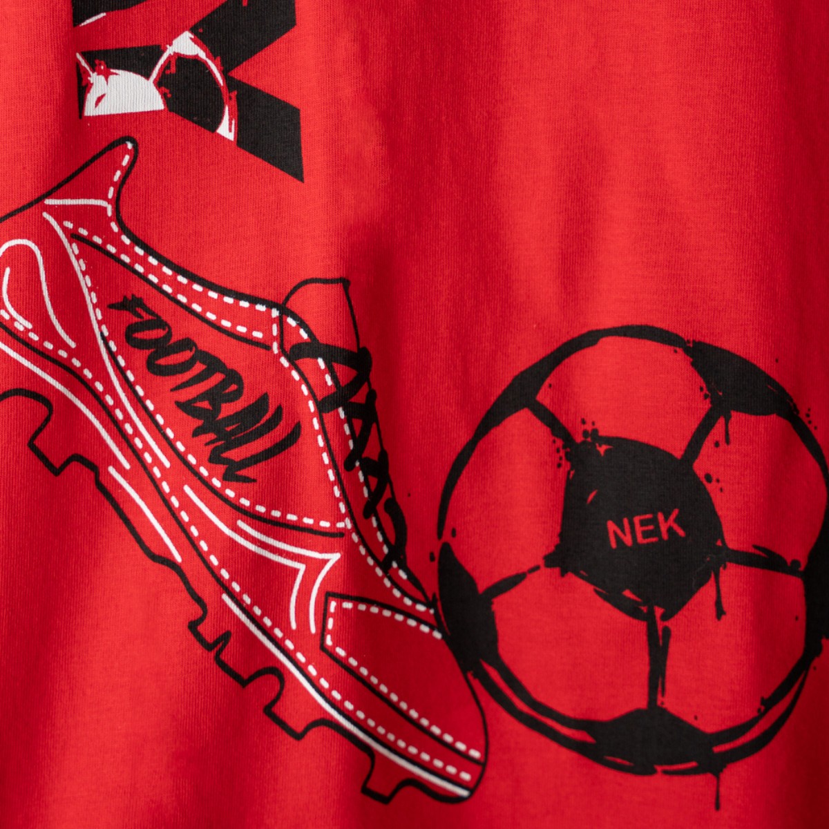 Κόκκινη παιδική μπλούζα Nek Football με τύπωμα στο μπροστινό μέρος