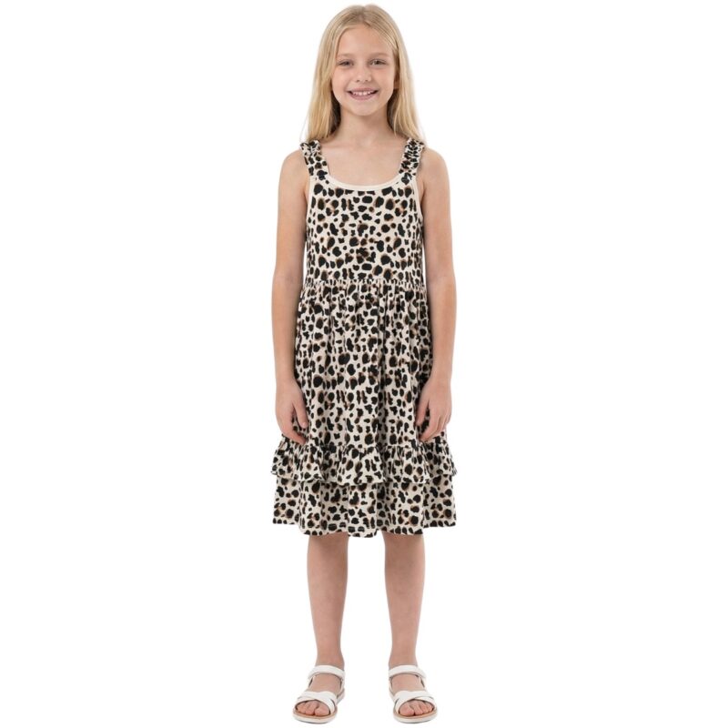 Λεοπάρ φορεματάκι Funky τιράντες για κορίτσι με βολάν
