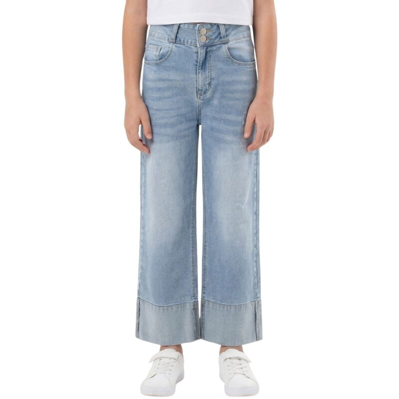 Τζιν παντελόνι Εβίτα straight fit για κορίτσι με ίσια γραμμή και ρεβέρ