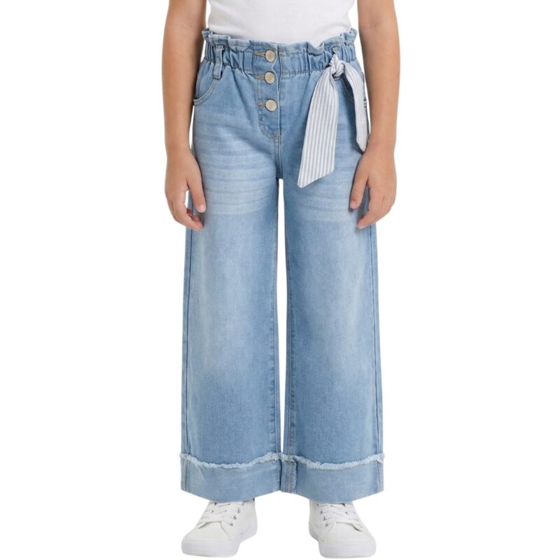 Τζιν straight fit Εβίτα ρεβέρ για κορίτσι με ίσια γραμμή και άνετη εφαρμογή