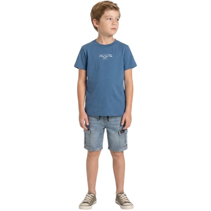 Σετ Hashtag μπλε τζιν για αγόρι με μπλούζα και τζιν βερμούδα