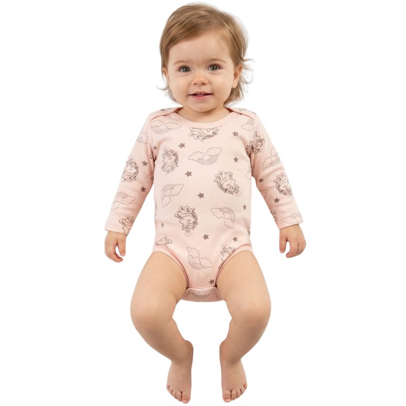 Nayinom σομόν μακρυμάνικο κορμάκι για κορίτσι με στάμπες σε όλη την επιφάνεια