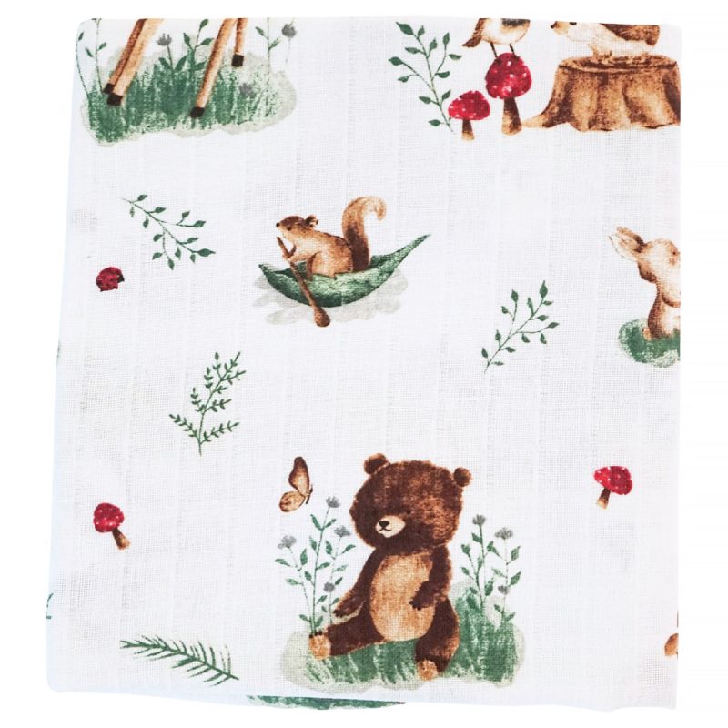 Gulunce Baby πάνα αγκαλιάς «Woodland Pink Tales» (0,86 m x 0,76 m)