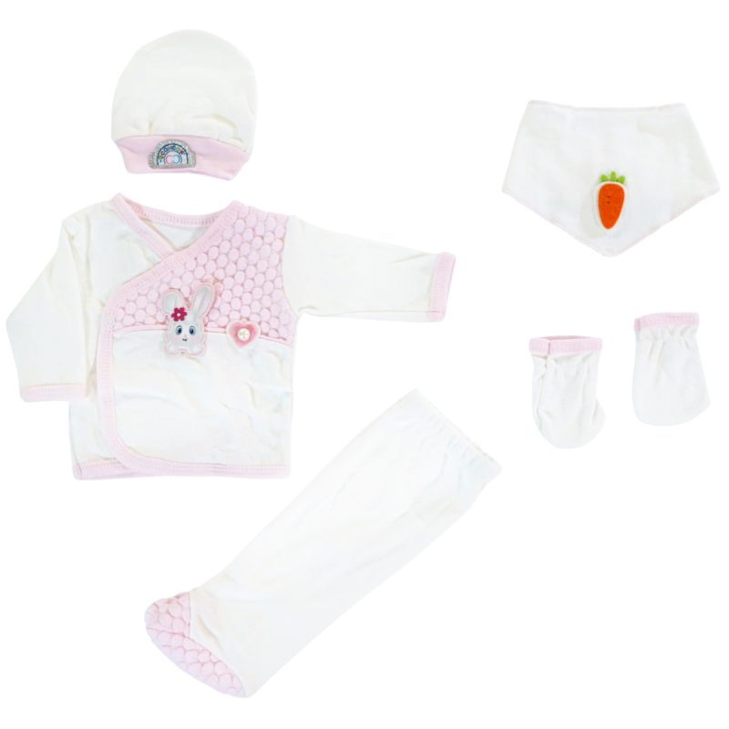 Con Con Baby σετ δώρου για νεογέννητα πέντε τεμαχίων από λεπτό ύφασμα «Sweet Beginning»