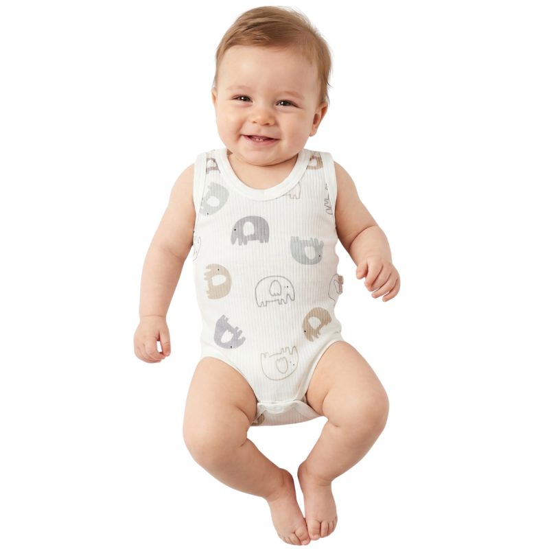 Nayinom αμάνικο βρεφικό κορμάκι «Tiny Elephants»