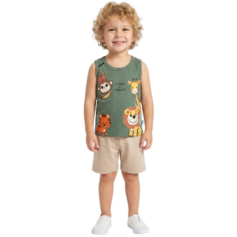 Πράσινο σετ Friends Nature Trax με μπεζ σορτσάκι - Kidz.gr