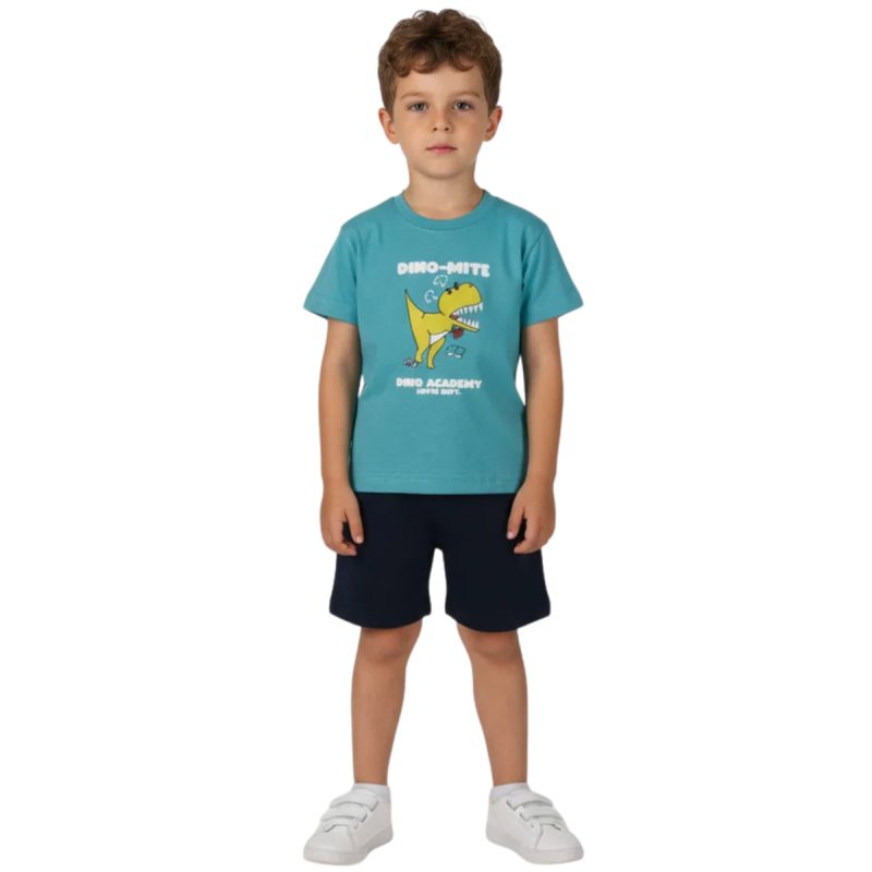 Πράσινο σετ Dino Academy Joyce με μπλε σορτσάκι - Kidz.gr