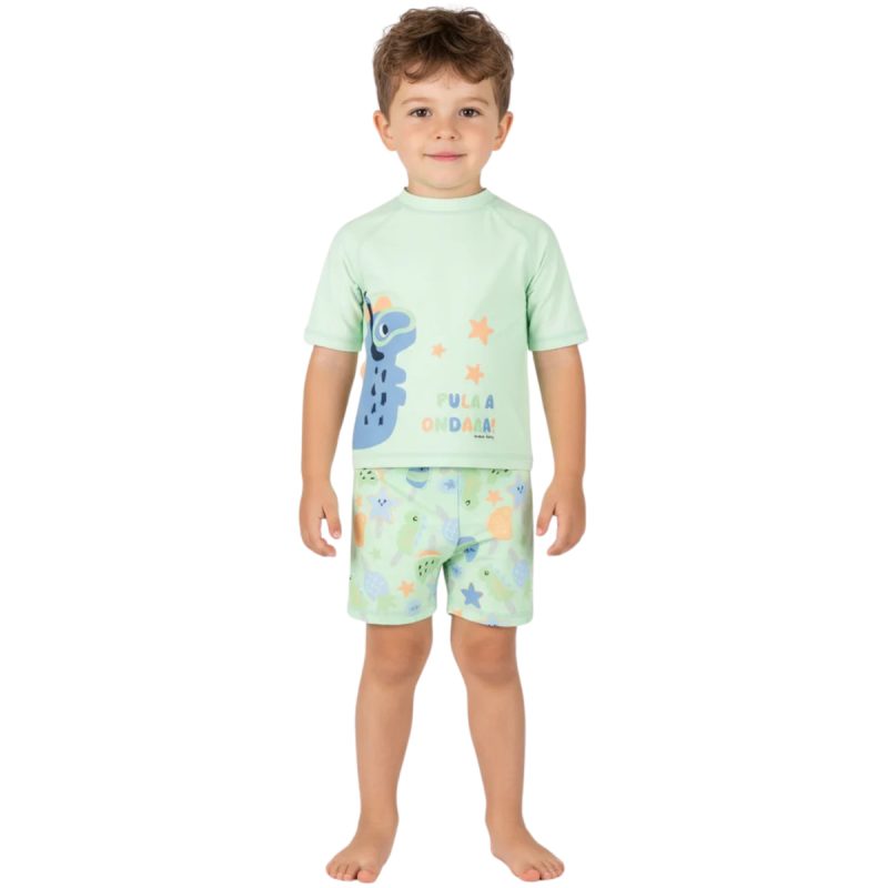 Joyce Swimwear σετ μαγιό μπλούζα και μποξεράκι «Dino Ice Cream»