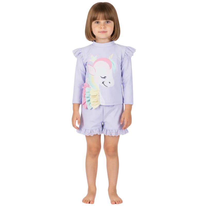 Joyce Swimwear σετ μαγιό μπλούζα και μποξεράκι «Unicorn Splash»