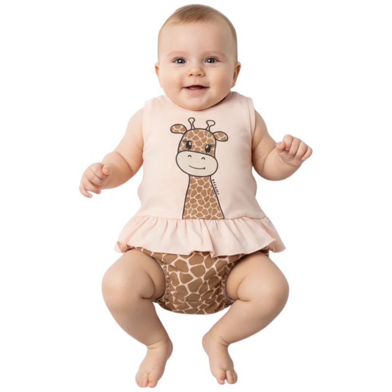 Dreams βρεφικό σετ μπλούζα με βρακάκι «Salmon Sunny Giraffe»